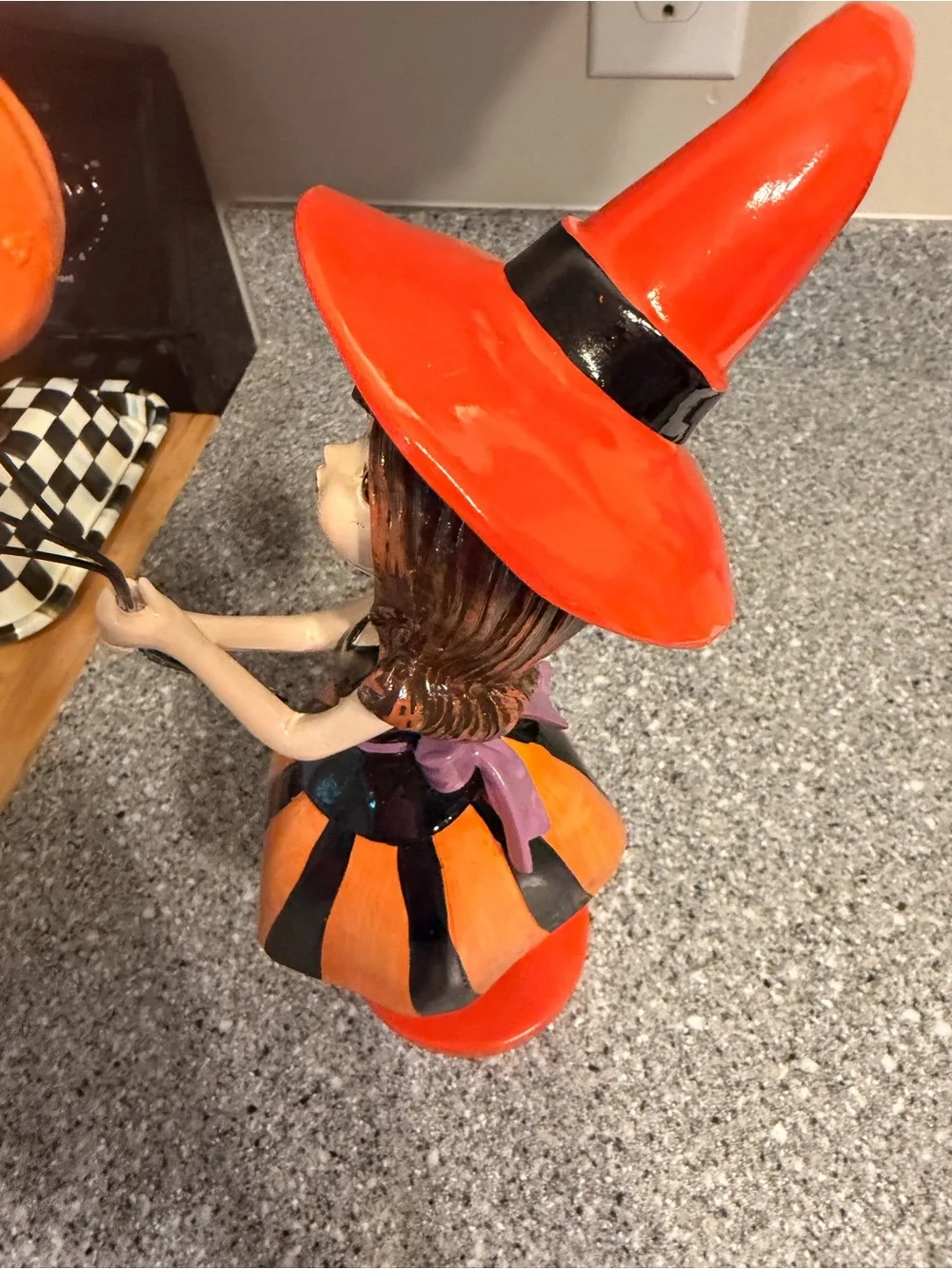 Bella Luxx Orange & Black Witch Figurine with Festive Balloons